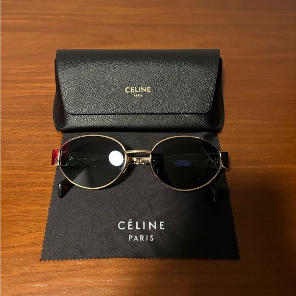 Celine Triomphe Metal Round Sunglasses NEW - Picture 1 of 9